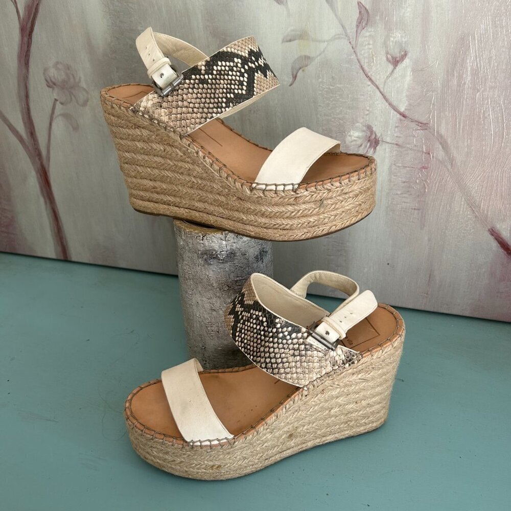 Dolce Vita Spiro Espradrille Wedge Sandal Size 8 Snakeskin Sandal 100% Leather - Picture 2 of 10